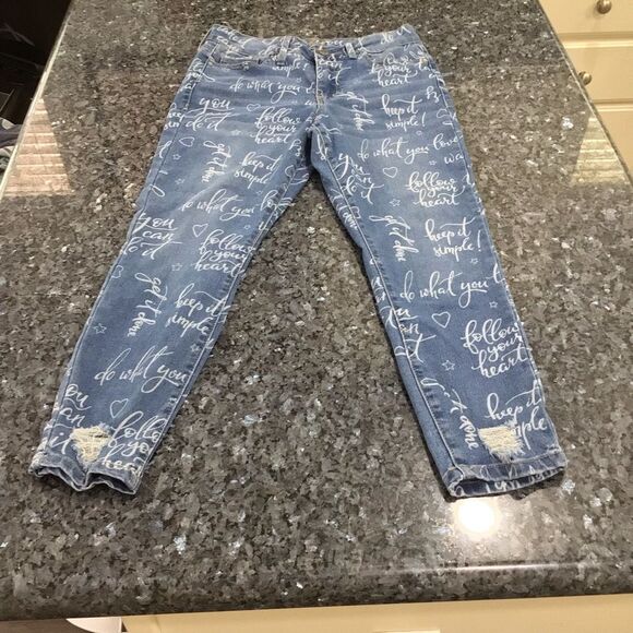 Copperfield Women’s High Rise Ankle Skinny Jeans Script Print Size 6 - Picture 10 of 12